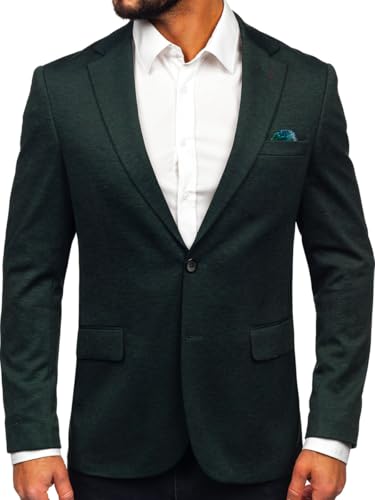 BOLF Herren Blazer Sakko Suitjacke Anzugjacke für Männer Business Reverskragen Knöpfe Anzug Freizeit Sportlich Modern Hochzeit Elegant Party Slim Fit 24401 Grün 3XL [1A1] von BOLF