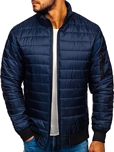 BOLF Herren Bomber Übergangsjacke Steppjacke Daunen-Optik Casual Elegant Leichte Frühlings Jacket Moderne Jacke MY22 Dunkelblau XL [4D4] von BOLF
