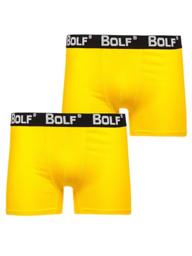 BOLF Herren Boxershorts 2er Pack Unterwäsche Retroshorts Men Unterhosen Männer Trunks Atmungsaktive Gummibund Bequeme Baumwolle Classic 0953-2P Gelb-Neon XXL [1K3] von BOLF