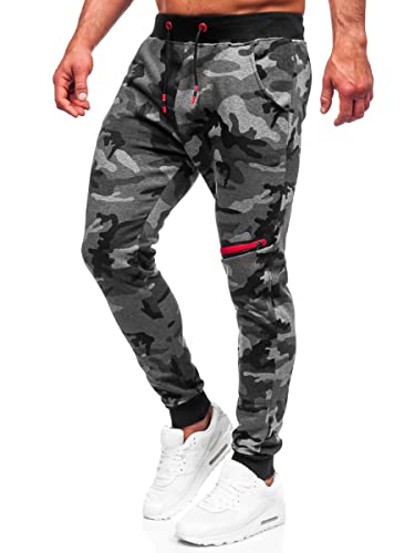 BOLF Herren Camo Military Joggers Taktische Hose Jogginghose Trainingshose Army Fitnesshose Camouflage Sporthose Sweathose Jogpants Sweatpants Slim Fit KK04 Dunkelgrau M [6F6] von BOLF