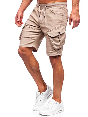 BOLF Herren Cargo Shorts Kurze Hose Cargohose Sommer Bermudas Outdoor Jogginghose Sporthose Kurzschlauch Stretch Freizeithose Camo Military Army 384K Beige L [7G7] von BOLF