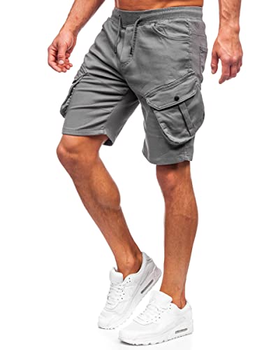 BOLF Herren Cargo Shorts Kurze Hose Cargohose Sommer Bermudas Outdoor Jogginghose Sporthose Kurzschlauch Stretch Freizeithose Camo Military Army 384K Dunkelgrau S [7G7] von BOLF