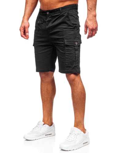 BOLF Herren Cargo Shorts Kurze Hose Cargohose Sommer Bermudas Outdoor Jogginghose Sporthose Kurzschlauch Stretch Freizeithose Camo Military Army MP0188N Schwarz S [7G7] von BOLF