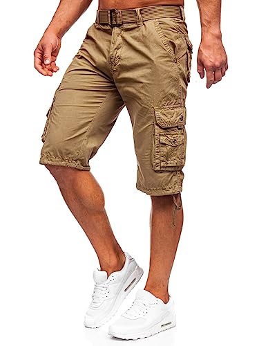 BOLF Herren Cargo Shorts Kurze Hose Cargohose Sommer Bermudas Outdoor Jogginghose Sporthose Stretch Freizeithose Camo Military Army 77885 Camel L [7G7] von BOLF