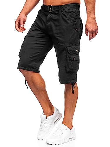 BOLF Herren Cargo Shorts Kurze Hose Cargohose Sommer Bermudas Outdoor Jogginghose Sporthose Stretch Freizeithose Camo Military Army 77885 Schwarz L [7G7] von BOLF