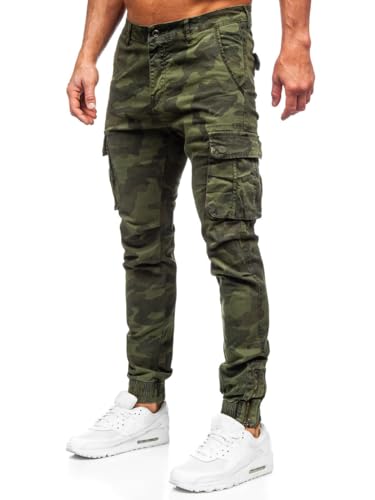 BOLF Herren Cargohose Stoffhose Wanderhose Outdoorhose Baumwollmischung Multi Taschen Arbeitshose Combat Tactical Hose Relaxed-Fit Trekkinghose 2232 Khaki S [6F6] von BOLF