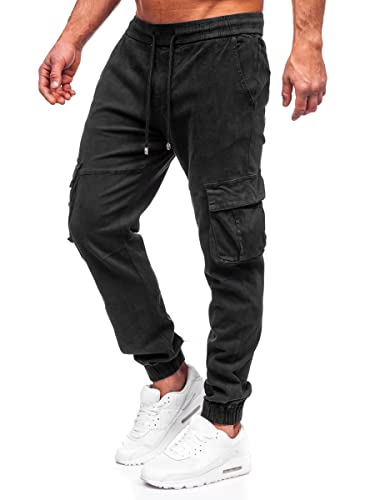 BOLF Herren Cargohose Stoffhose Wanderhose Outdoorhose Baumwollmischung Multi Taschen Arbeitshose Combat Tactical Hose Relaxed-Fit Trekkinghose MP0105N Schwarz L [6F6] von BOLF