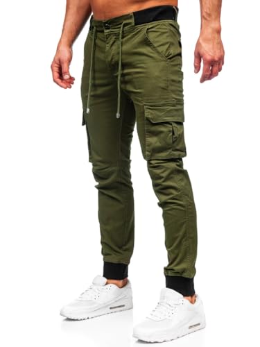 BOLF Herren Cargohose Stoffhose Wanderhose Outdoorhose Baumwollmischung Multi Taschen Arbeitshose Combat Tactical Hose Relaxed-Fit Trekkinghose MP0208MV Khaki L [6F6] von BOLF