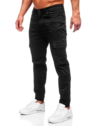 BOLF Herren Cargohose Stoffhose Wanderhose Outdoorhose Baumwollmischung Multi Taschen Arbeitshose Combat Tactical Hose Relaxed-Fit Trekkinghose S201 Schwarz M [6F6] von BOLF