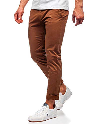 BOLF Herren Chino Hose Stoffhose Anzughose Chinohose Stretch Sommerhose Freizeithose Strandhosen Lang Sommer Klassische Baumwolle Lässige Basic Regular Fit 1146B Braun S [6F6] von BOLF
