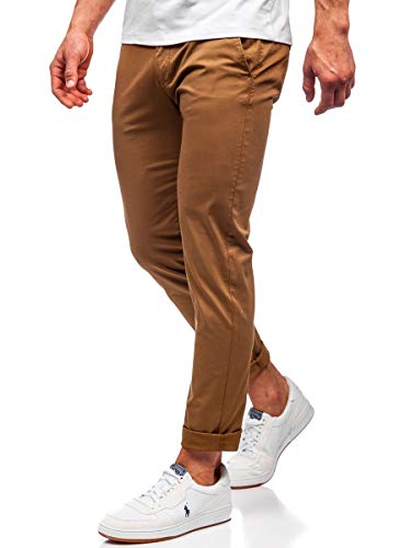 BOLF Herren Chino Hose Stoffhose Anzughose Chinohose Stretch Sommerhose Freizeithose Strandhosen Lang Sommer Klassische Baumwolle Lässige Basic Regular Fit 1146B Camel S [6F6] von BOLF