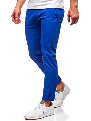 BOLF Herren Chino Hose Stoffhose Anzughose Chinohose Stretch Sommerhose Freizeithose Strandhosen Lang Sommer Klassische Baumwolle Lässige Basic Regular Fit 1146B Kobaltblau S [6F6] von BOLF