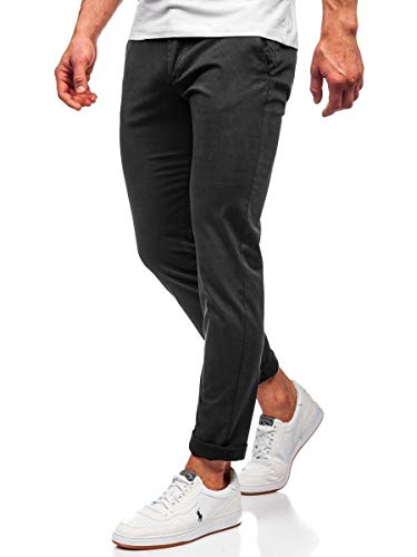 BOLF Herren Chino Hose Stoffhose Anzughose Chinohose Stretch Sommerhose Freizeithose Strandhosen Lang Sommer Klassische Baumwolle Lässige Basic Regular Fit 1146B Schwarz S [6F6] von BOLF