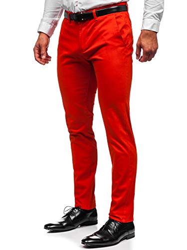 BOLF Herren Chino Hose Stoffhose Anzughose Chinohose Stretch Sommerhose Freizeithose Strandhosen Lang Sommer Klassische Baumwolle Lässige Basic Regular Fit J.Boyz 1143 Orange(Dunkel) 28 [6F6] von BOLF