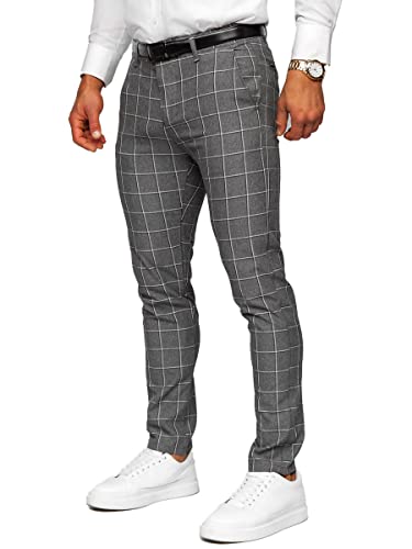 BOLF Herren Chino Hose Stoffhose Anzughose Chinohose Stretch Sommerhose Freizeithose Strandhosen Lang Sommer Klassische Baumwolle Lässige Elegant Business Look Regular Fit 0044 Anthrazit M [6F6] von BOLF