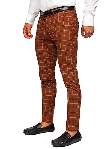 BOLF Herren Chino Hose Stoffhose Anzughose Chinohose Stretch Sommerhose Freizeithose Strandhosen Lang Sommer Klassische Baumwolle Lässige Elegant Business Look Regular Fit 0047 Braun M [6F6] von BOLF