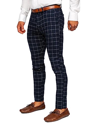 BOLF Herren Chino Hose Stoffhose Anzughose Chinohose Stretch Sommerhose Freizeithose Strandhosen Lang Sommer Klassische Baumwolle Lässige Elegant Business Look Regular Fit 0047 Dunkelblau M [6F6] von BOLF