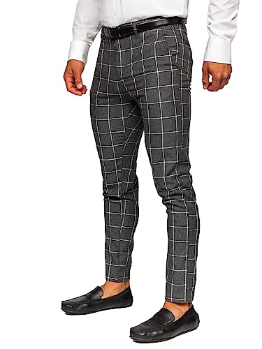 BOLF Herren Chino Hose Stoffhose Anzughose Chinohose Stretch Sommerhose Freizeithose Strandhosen Lang Sommer Klassische Baumwolle Lässige Elegant Business Look Regular Fit 0052 Dunkelgrau M [6F6] von BOLF