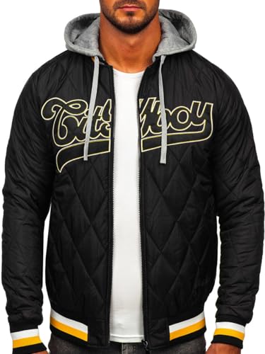 BOLF Herren Collage Jacke Baseballjacke Übergangsjacke Sportjacke Urban Stehkragen Varsity Jacke Schuljacke Freizeitjacke Sweatjacke Outdoorjacke Streetwear Outdoor Style HSS058 Schwarz L [4D4] von BOLF