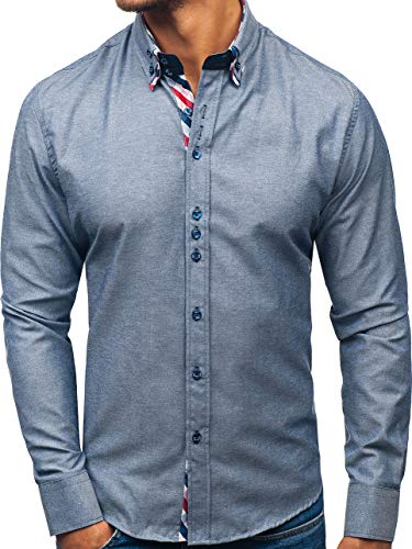 BOLF Herren Elegant Hemd Langarm Button-Down Slim Fit Business Style 2759 Grau M [2B2] von BOLF