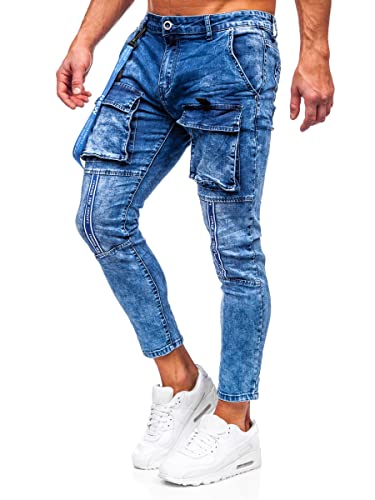 BOLF Herren Jeans Hose Jeans Used Look Jeanspants Destroyed Denim Style Regular Fit Narrow Leg Freizeit Casual Style TF145 Dunkelblau S [6F6] von BOLF