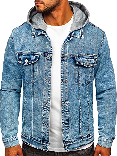 BOLF Herren Jeans Jacke Denim Jacket Übergangsjacke Langarm Knopfleiste Casual Denimwear Leichte HY958 Dunkelblau L [4D4] von BOLF