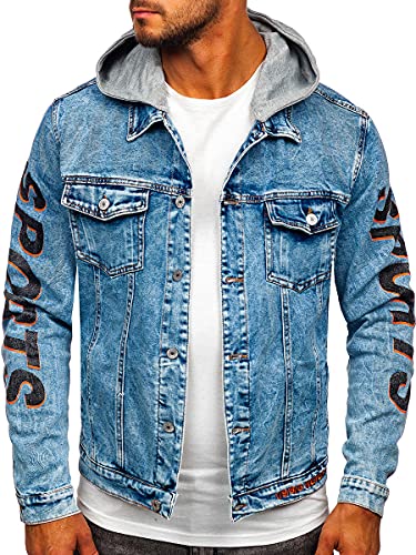 BOLF Herren Jeans Jacke Denim Jacket Übergangsjacke Langarm Knopfleiste Casual Denimwear Leichte HY959 Dunkelblau XL [4D4] von BOLF