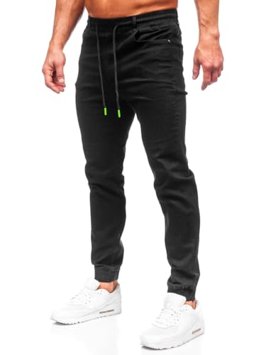 BOLF Herren Jeans Jogger Cargohose Denim Style Sweathose Jogg Used Look Jeanspants Destroyed Freizeit Casual Style Slim Fit Narrow Leg 8105 Schwarz L [6F6] von BOLF