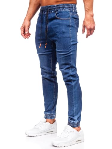 BOLF Herren Jeans Jogger Cargohose Denim Style Sweathose Jogg Used Look Jeanspants Destroyed Freizeit Casual Style Slim Fit Narrow Leg 8121 Dunkelblau S [6F6] von BOLF