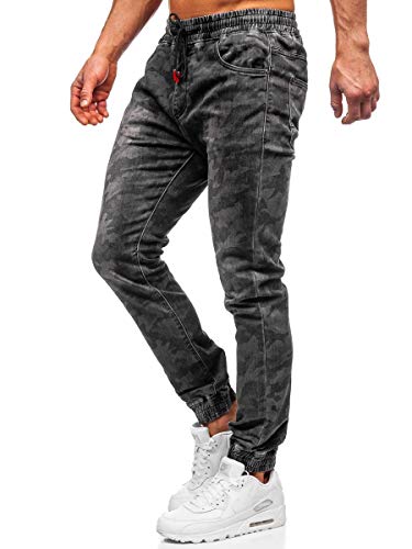 BOLF Herren Jeans Jogger Denim Style Sweathose Jogg Jeans Used Look Jeanspants Destroyed Freizeit Casual Style Slim Fit Narrow Leg RESALSA RB9486DT Schwarz S [6F6] von BOLF