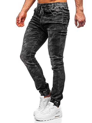 BOLF Herren Jeans Jogger Denim Style Sweathose Jogg Jeans Used Look Jeanspants Destroyed Freizeit Casual Style Slim Fit Narrow Leg RESALSA RB9489DT Schwarz S [6F6] von BOLF