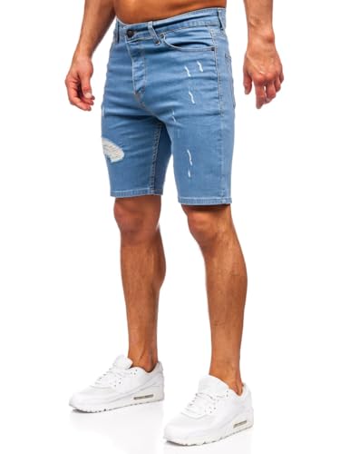 BOLF Herren Jeans Shorts Kurze Jeanshose Stretch Denim Bermudas Kurze Hose Cargo Cargoshorts Used Look Baumwolle Sommer Freizeithose Slim Fit 0429 Dunkelblau S [7G7] von BOLF
