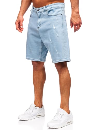 BOLF Herren Jeans Shorts Kurze Jeanshose Stretch Denim Bermudas Kurze Hose Cargo Cargoshorts Used Look Baumwolle Sommer Freizeithose Slim Fit 0631 Blau L [7G7] von BOLF