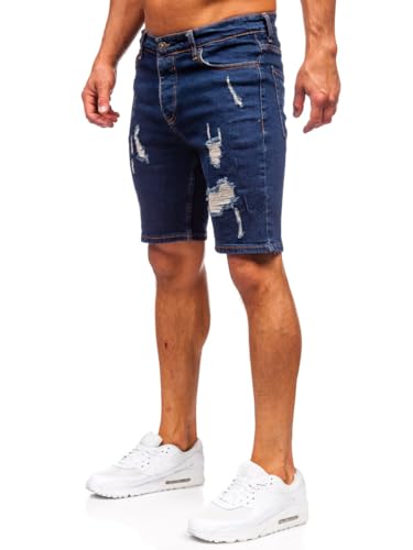 BOLF Herren Jeans Shorts Kurze Jeanshose Stretch Denim Bermudas Kurze Hose Cargo Cargoshorts Used Look Baumwolle Sommer Freizeithose Slim Fit 0785 Dunkelblau XXL [7G7] von BOLF