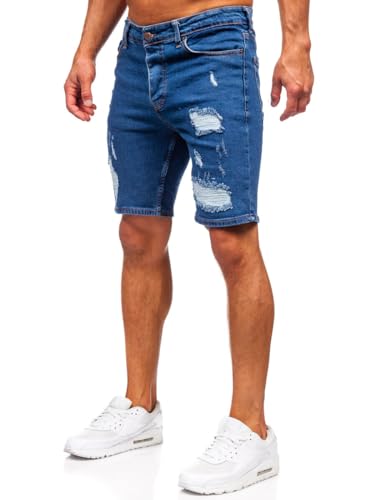 BOLF Herren Jeans Shorts Kurze Jeanshose Stretch Denim Bermudas Kurze Hose Cargo Cargoshorts Used Look Baumwolle Sommer Freizeithose Slim Fit 0790 Dunkelblau XL [7G7] von BOLF
