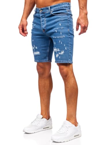 BOLF Herren Jeans Shorts Kurze Jeanshose Stretch Denim Bermudas Kurze Hose Cargo Cargoshorts Used Look Baumwolle Sommer Freizeithose Slim Fit 0792 Dunkelblau XXL [7G7] von BOLF