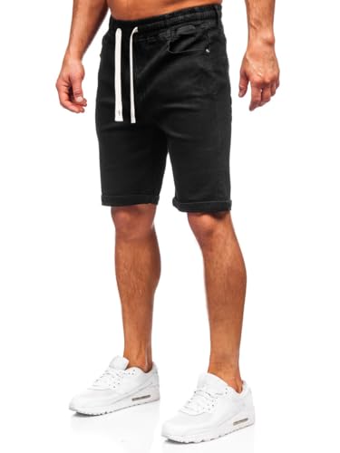 BOLF Herren Jeans Shorts Kurze Jeanshose Stretch Denim Bermudas Kurze Hose Cargo Cargoshorts Used Look Baumwolle Sommer Freizeithose Slim Fit 8108 Schwarz 3XL [7G7] von BOLF