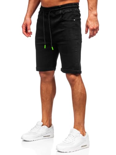 BOLF Herren Jeans Shorts Kurze Jeanshose Stretch Denim Bermudas Kurze Hose Cargo Cargoshorts Used Look Baumwolle Sommer Freizeithose Slim Fit 8109 Schwarz S [7G7] von BOLF
