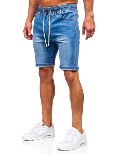 BOLF Herren Jeans Shorts Kurze Jeanshose Stretch Denim Bermudas Kurze Hose Cargo Cargoshorts Used Look Baumwolle Sommer Freizeithose Slim Fit 8262 Blau S [7G7] von BOLF