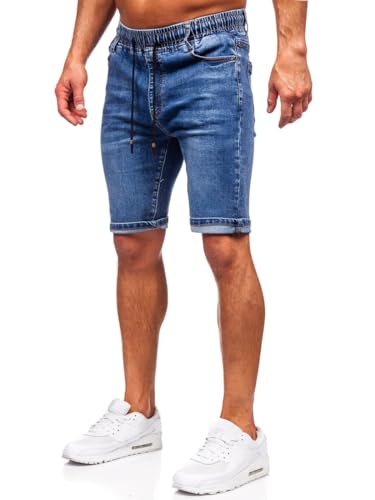 BOLF Herren Jeans Shorts Kurze Jeanshose Stretch Denim Bermudas Kurze Hose Cargo Cargoshorts Used Look Baumwolle Sommer Freizeithose Slim Fit 9315 Dunkelblau S [7G7] von BOLF