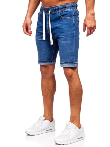 BOLF Herren Jeans Shorts Kurze Jeanshose Stretch Denim Bermudas Kurze Hose Cargo Cargoshorts Used Look Baumwolle Sommer Freizeithose Slim Fit 9323 Dunkelblau S [7G7] von BOLF