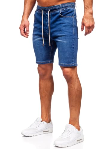 BOLF Herren Jeans Shorts Kurze Jeanshose Stretch Denim Bermudas Kurze Hose Cargo Cargoshorts Used Look Baumwolle Sommer Freizeithose Slim Fit 9328 Dunkelblau L [7G7] von BOLF