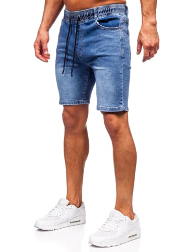 BOLF Herren Jeans Shorts Kurze Jeanshose Stretch Denim Bermudas Kurze Hose Cargo Cargoshorts Used Look Baumwolle Sommer Freizeithose Slim Fit 9329 Dunkelblau L [7G7] von BOLF