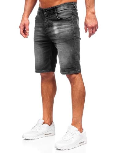 BOLF Herren Jeans Shorts Kurze Jeanshose Stretch Denim Bermudas Kurze Hose Cargo Cargoshorts Used Look Baumwolle Sommer Freizeithose Slim Fit MP0277N Schwarz M [7G7] von BOLF