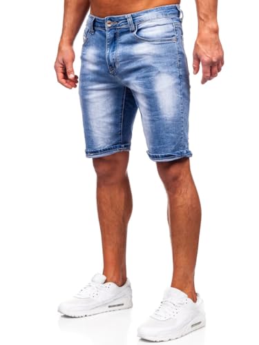 BOLF Herren Jeans Shorts Kurze Jeanshose Stretch Denim Bermudas Kurze Hose Cargo Cargoshorts Used Look Baumwolle Sommer Freizeithose Slim Fit NG60360 Blau M [7G7] von BOLF