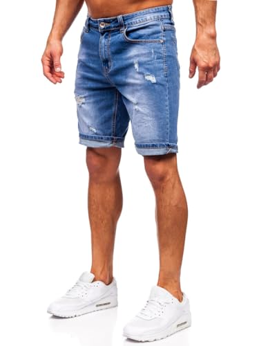 BOLF Herren Jeans Shorts Kurze Jeanshose Stretch Denim Bermudas Kurze Hose Cargo Cargoshorts Used Look Baumwolle Sommer Freizeithose Slim Fit NG60365 Dunkelblau S [7G7] von BOLF