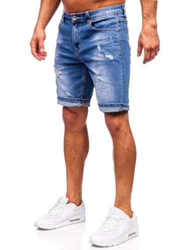 BOLF Herren Jeans Shorts Kurze Jeanshose Stretch Denim Bermudas Kurze Hose Cargo Cargoshorts Used Look Baumwolle Sommer Freizeithose Slim Fit NG60365 Dunkelblau XL [7G7] von BOLF