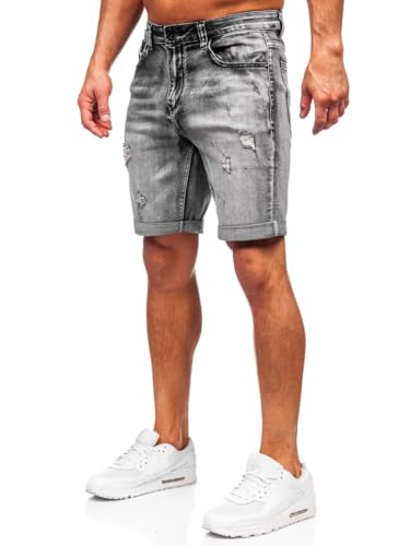 BOLF Herren Jeans Shorts Kurze Jeanshose Stretch Denim Bermudas Kurze Hose Cargo Cargoshorts Used Look Baumwolle Sommer Freizeithose Slim Fit NG60392 Schwarz XL [7G7] von BOLF