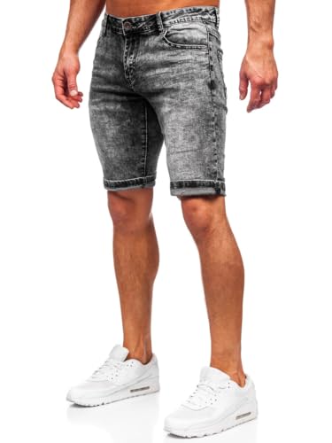 BOLF Herren Jeans Shorts Kurze Jeanshose Stretch Denim Bermudas Kurze Hose Cargo Cargoshorts Used Look Baumwolle Sommer Freizeithose Slim Fit TF188 Schwarz M [7G7] von BOLF