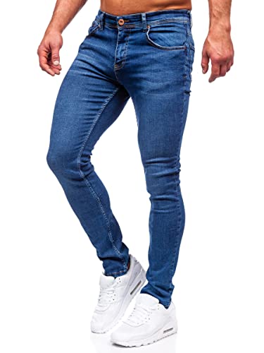 BOLF Herren Jeanshose Jeans Used Look Jeanspants Destroyed Denim Style Slim Fit Narrow Leg Freizeit Casual Style 6767R Dunkelblau L [6F6] von BOLF